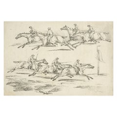 Antique Print of a Horse Race