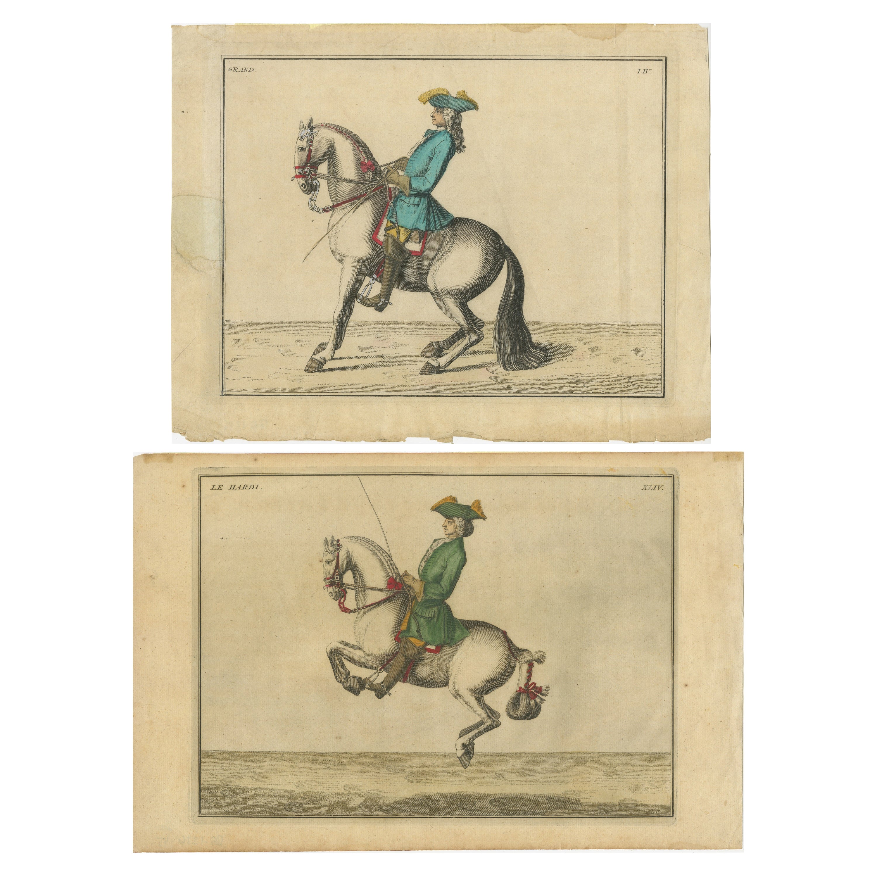 Set of 2 Antique Horse Riding Prints:  Le Hardi & Grand For Sale
