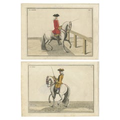 Set of 2 Antique Horse Riding Prints:  Le Charme & Le Noble