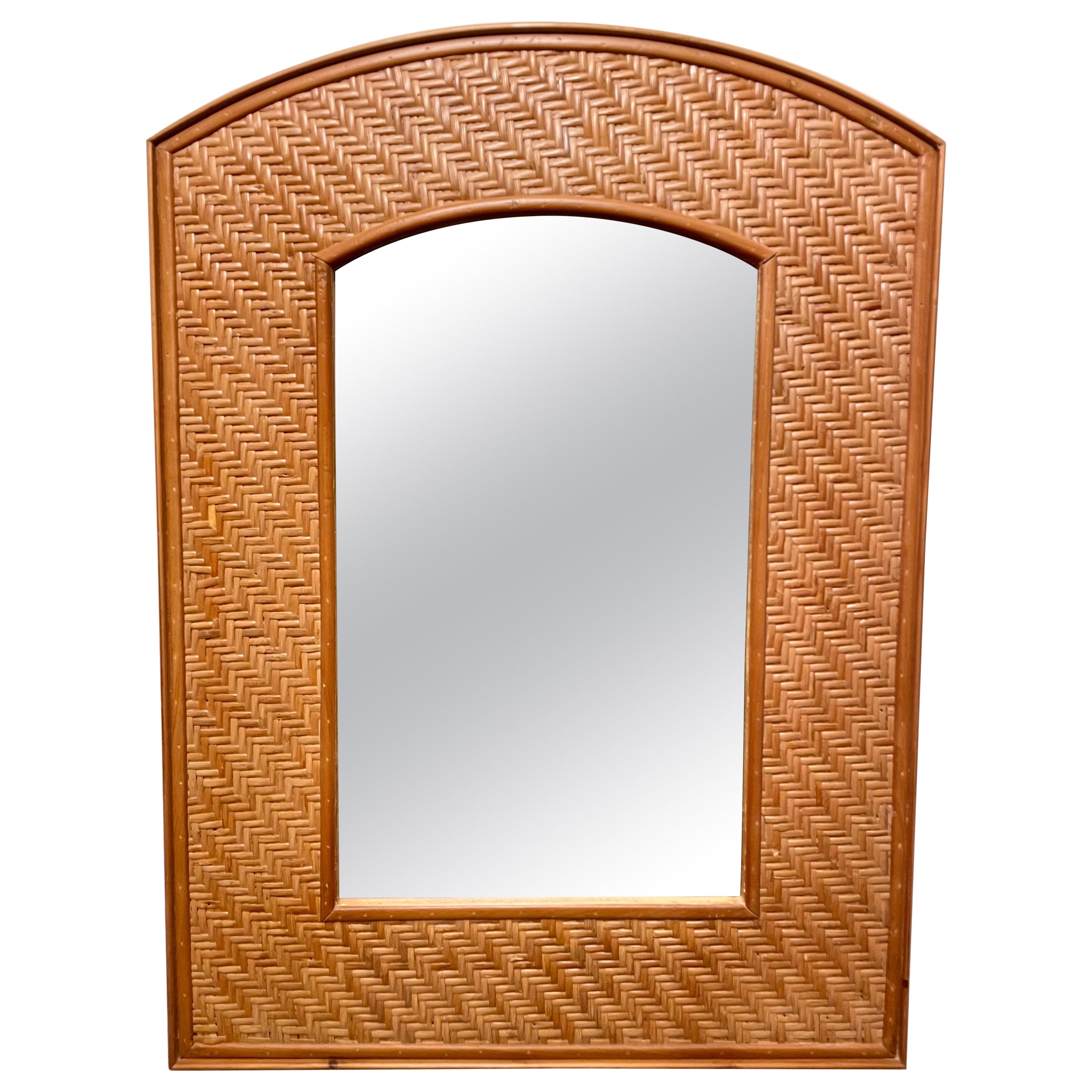 Woven Rattan Arch Top Mirror For Sale