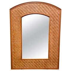 Retro Woven Rattan Arch Top Mirror