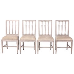 Set of Four Swedish Painted Dining Chairs in the Gustavian Style