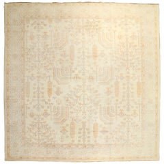 Ivory Antique Turkish Square Oushak Rug