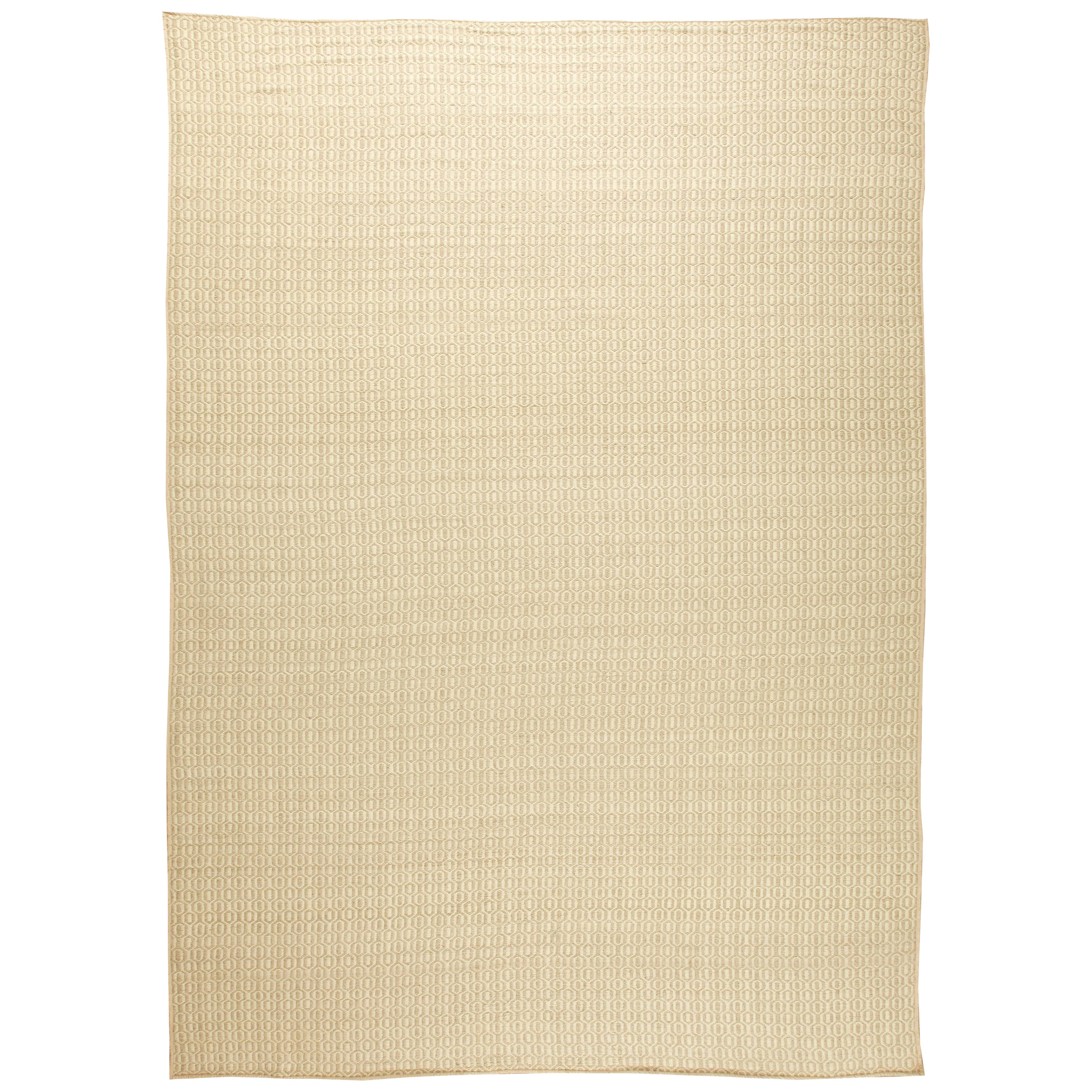 Alfombra contemporánea de lana plana beige de Doris Leslie Blau