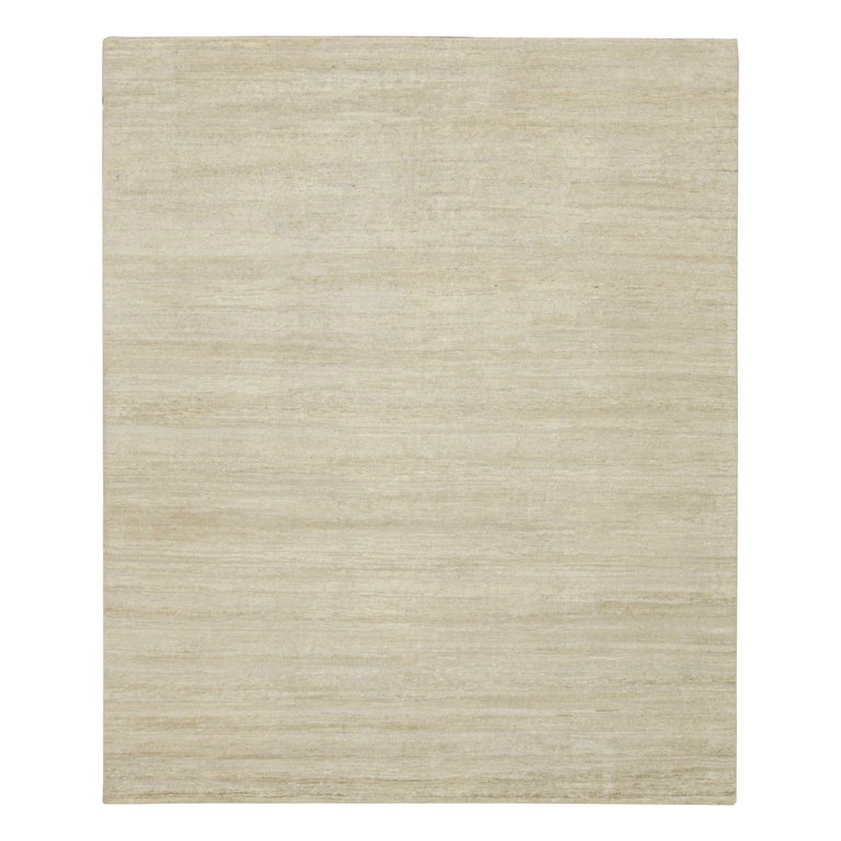 Rug and Kilim’s Modern Rug in Solid Ivory Tone-on-tone Striae For Sale ...