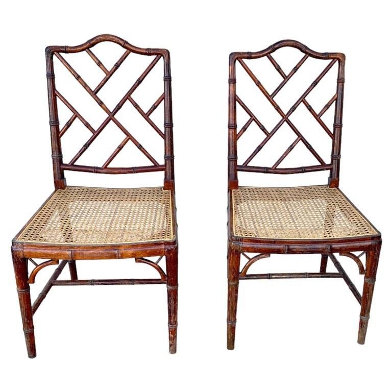 Set of Faux Bamboo and Cane Chairs For Sale at 1stDibs