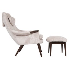 Scandinavian-Modern Lounge Chair and Footstool by Gerhard Berg, C. 1950