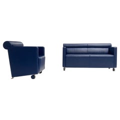 Top Quality Leather Easy Chair + Sofa "Dafne" by Poltrona Frau Italy 1990's 