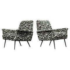Pair of French Lounge Chairs in New Upholstery