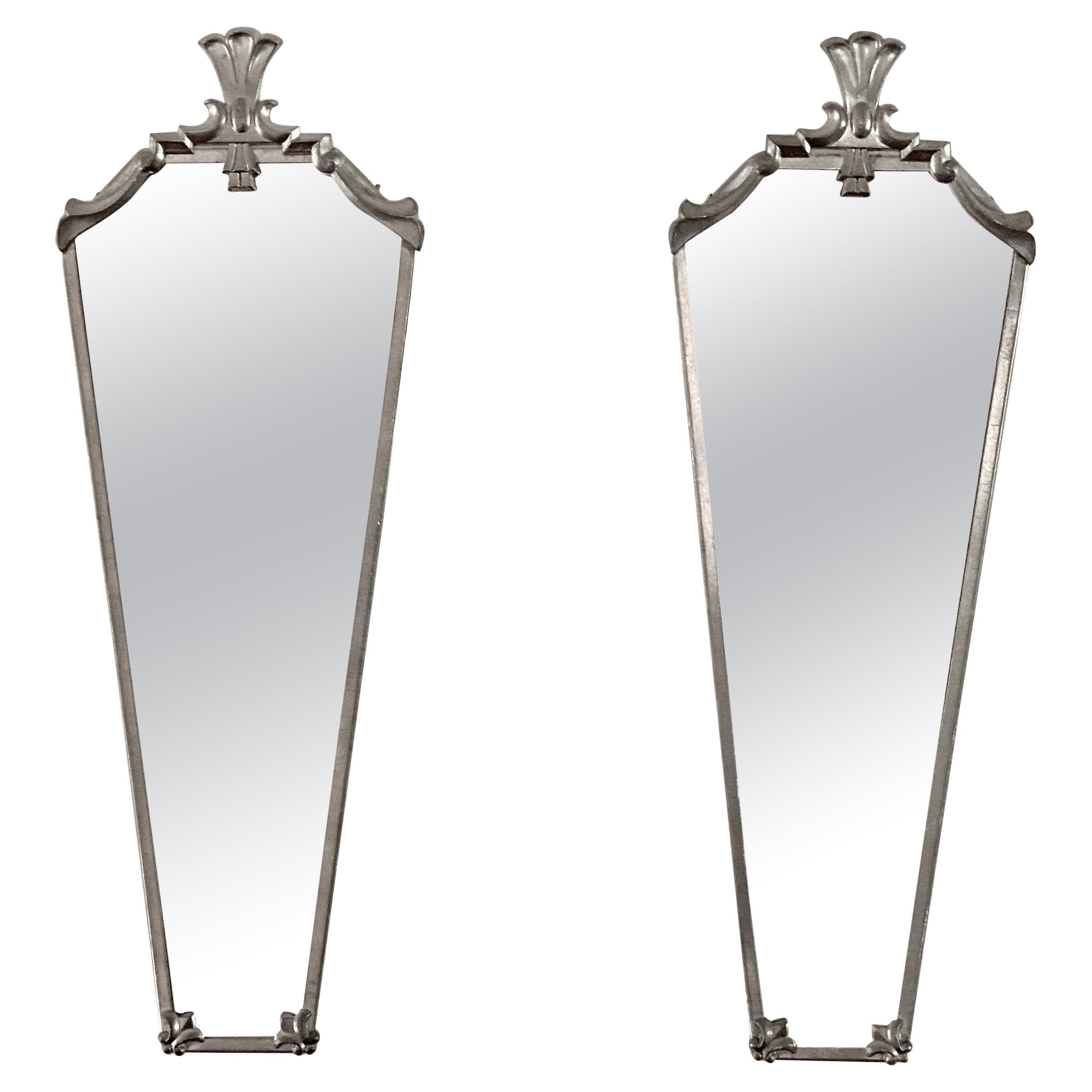 Pair Of White Metal Art Deco / Classical Mirrors From Svenskt Tenn For Sale