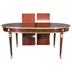 Vintage Rare Signed Bronze Mounted Maison Jansen Ribbon Mahogany Dining Table Circa 1940