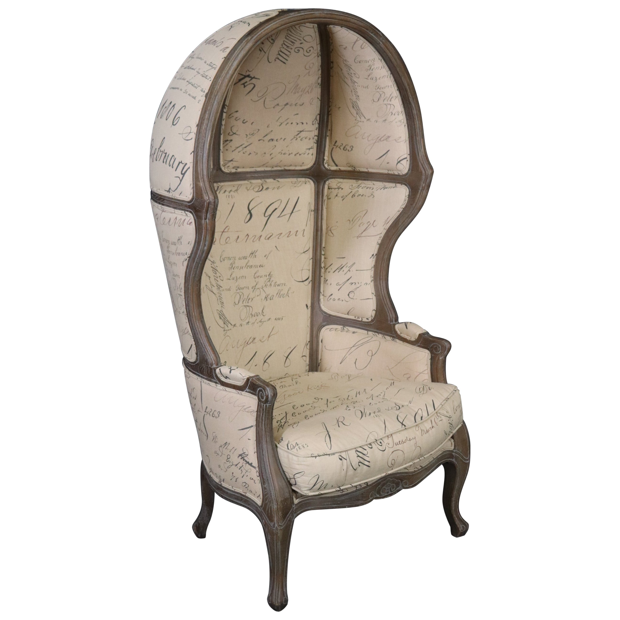 French Louis XV Style Paint Decorated Canopy Porter Chair Circa 2000s