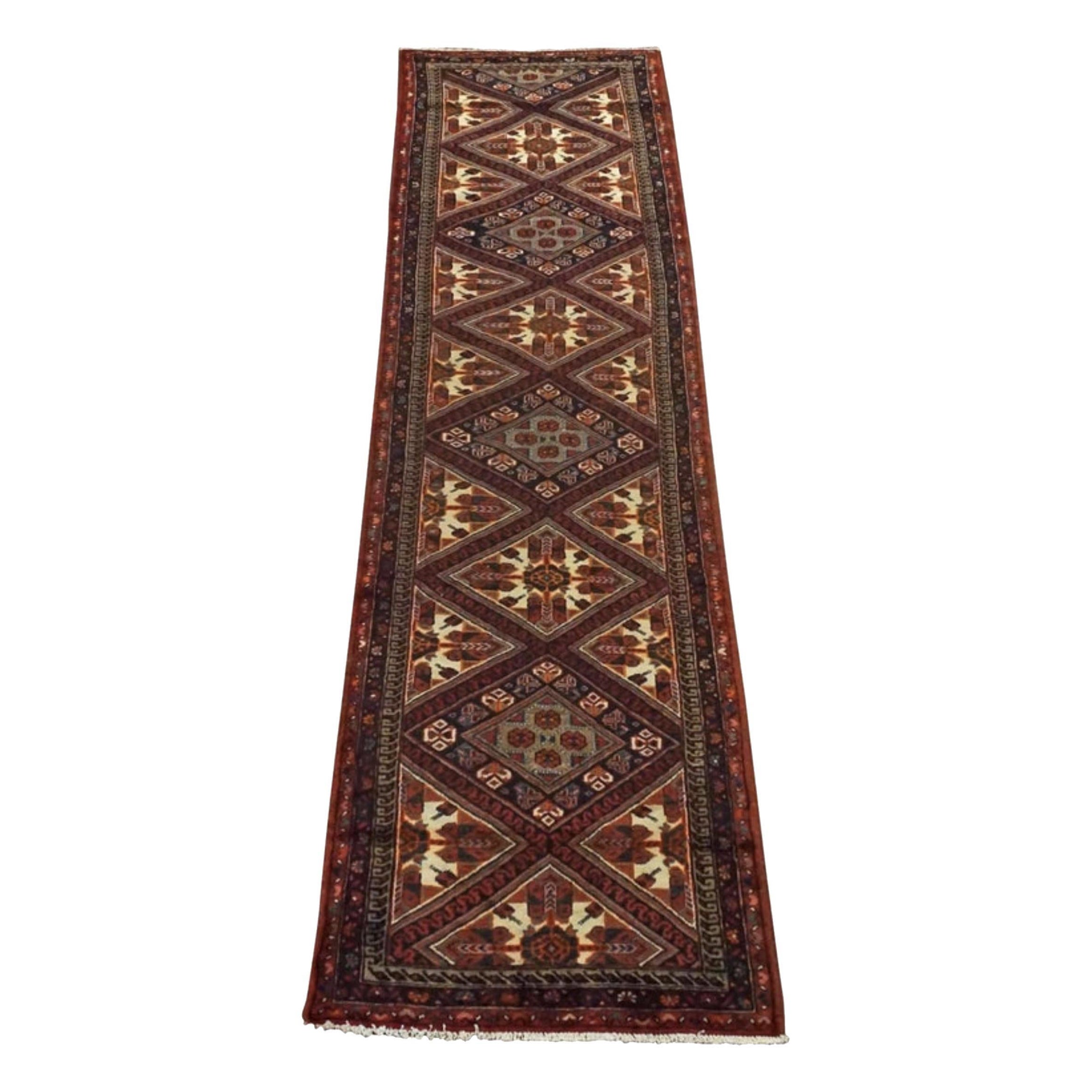 Persian Malayer Gallery Runner, circa 1940 For Sale