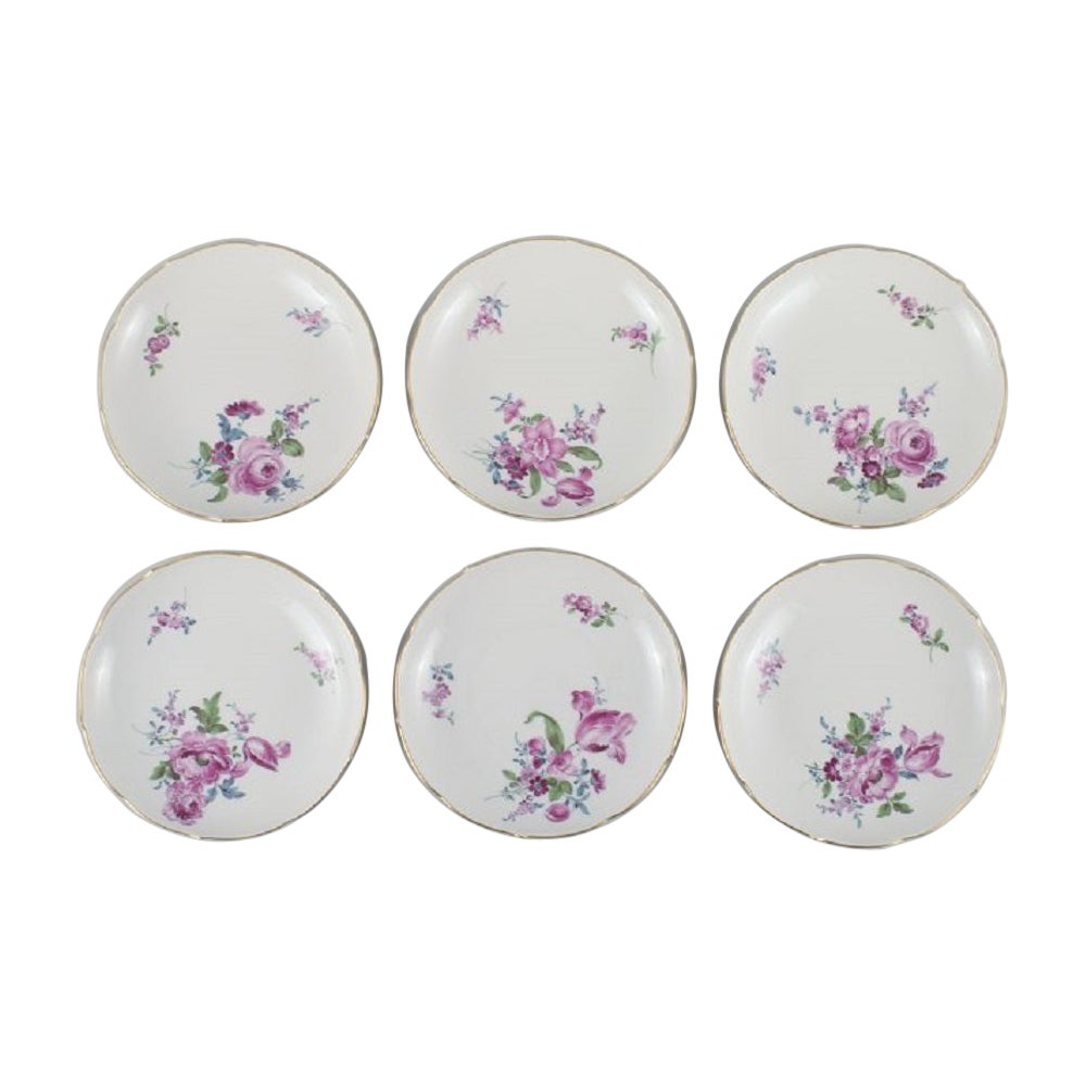 Six assiettes anciennes de Meissen en porcelaine. Environ 1900