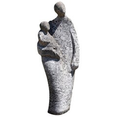Sculpture Stone Mother & Child Biomorphic Mid-Century Modern