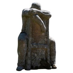 Sculpture - Figuratif sculpté en pierre de sable - The Thinker