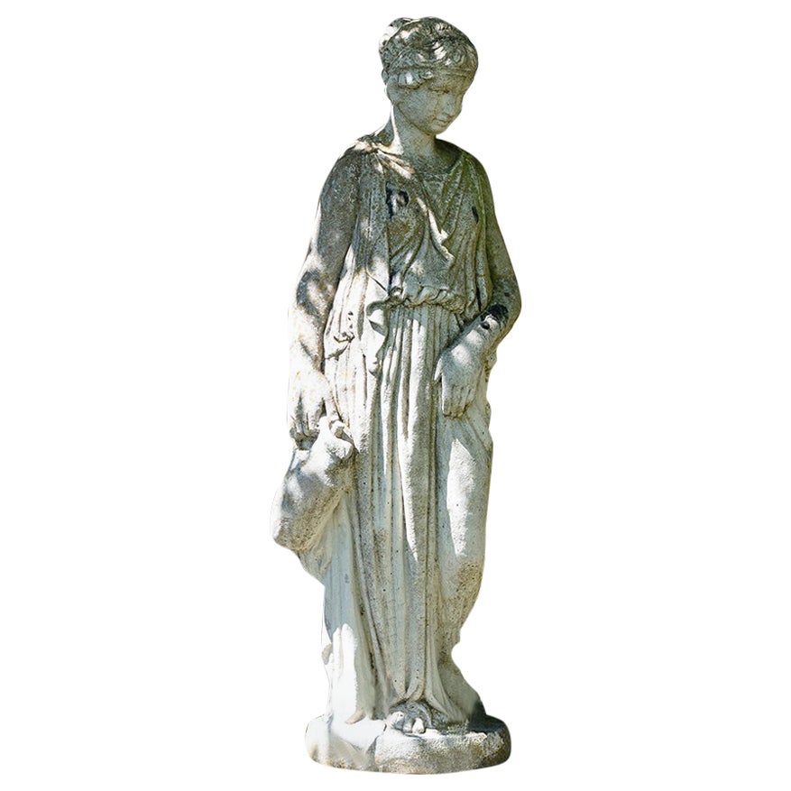 Statue Stone Plinth Amphictyonis Greek Goddess Wine Friendship Hebe For Sale