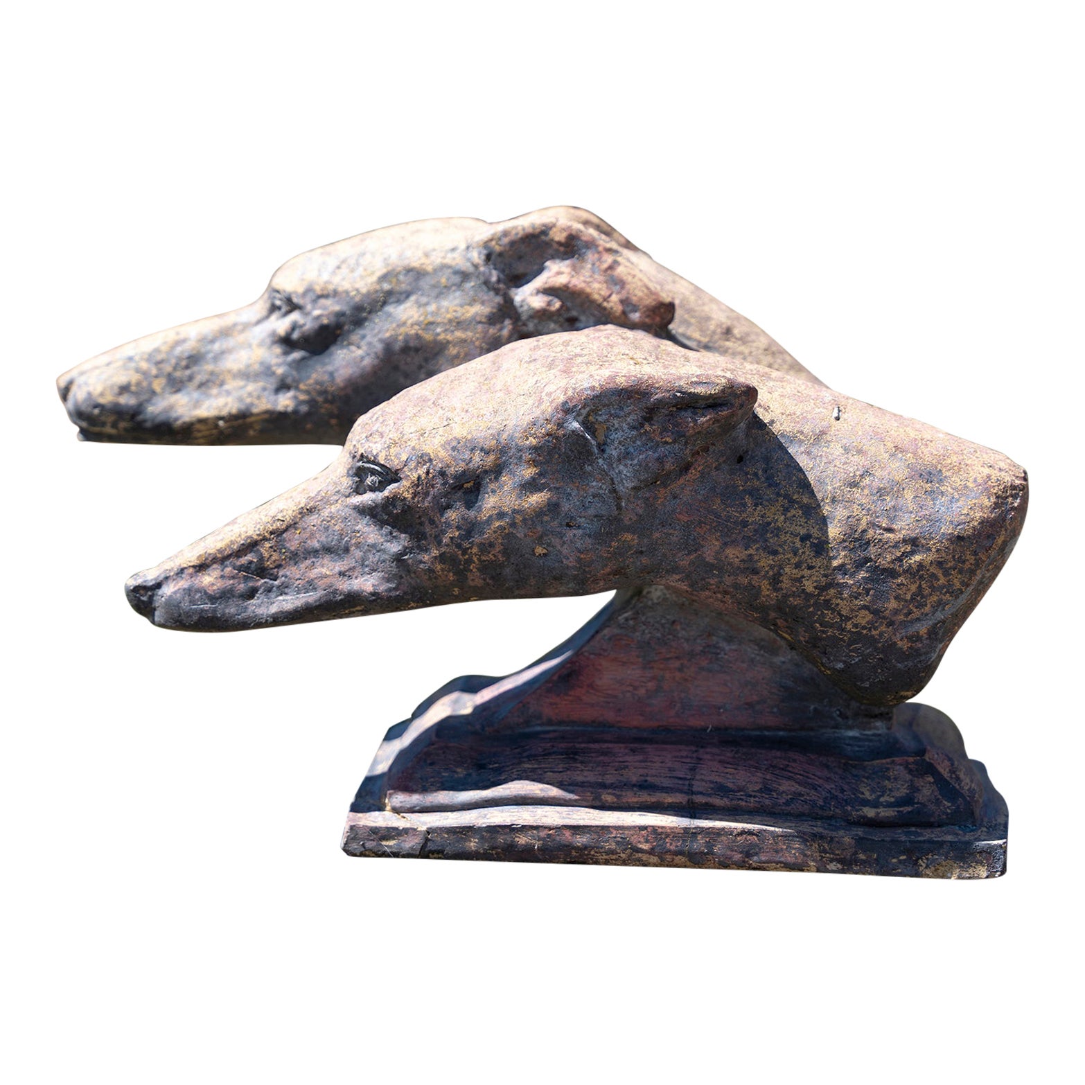 Skulptur Zwei Windhundköpfe Komposit
