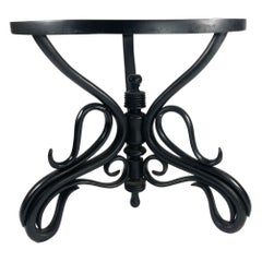 Round Ebonized Thonet Bentwood Table with Marble Top