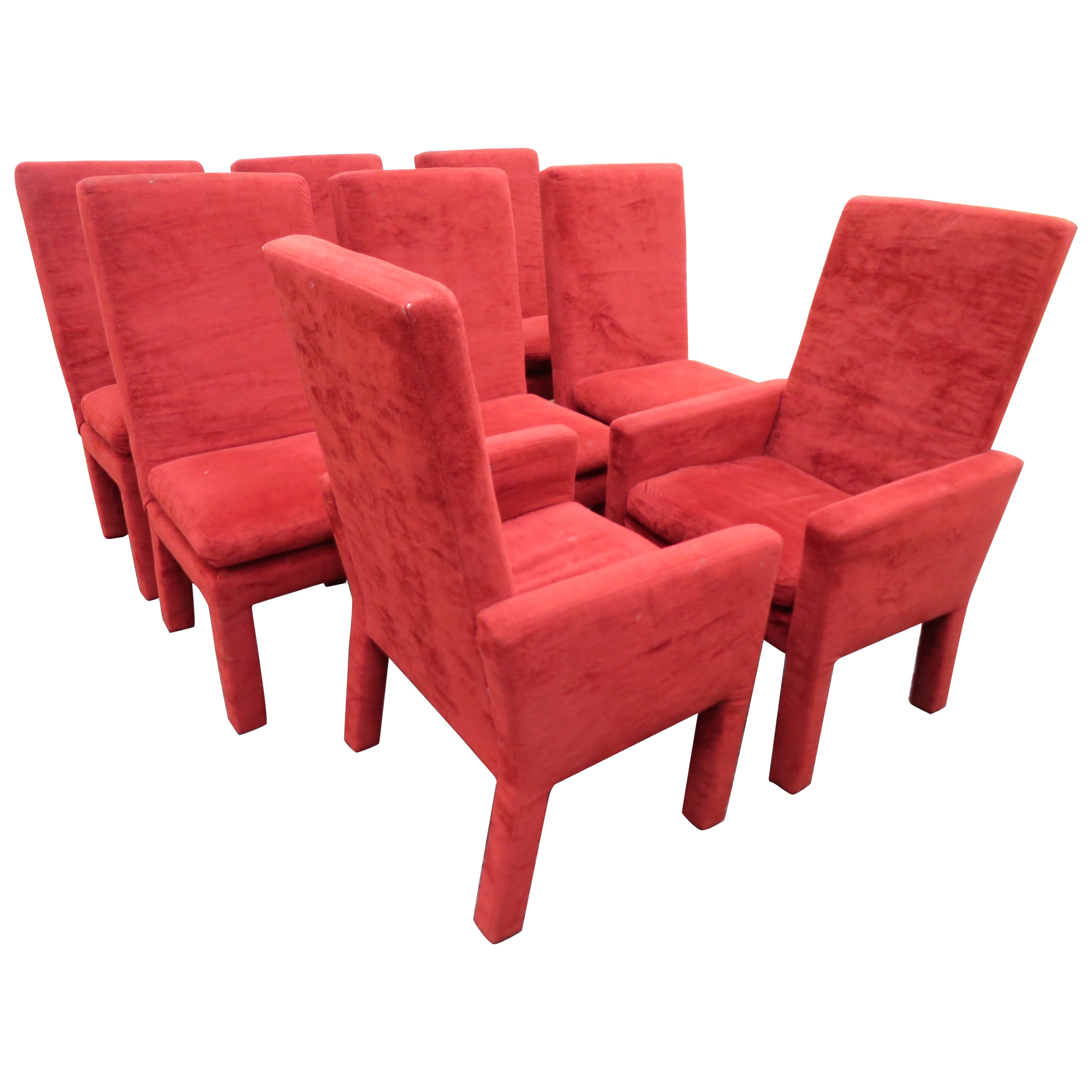 Nice ensemble de 8 chaises Parson tapissées de Milo Baughman, mi-siècle moderne en vente