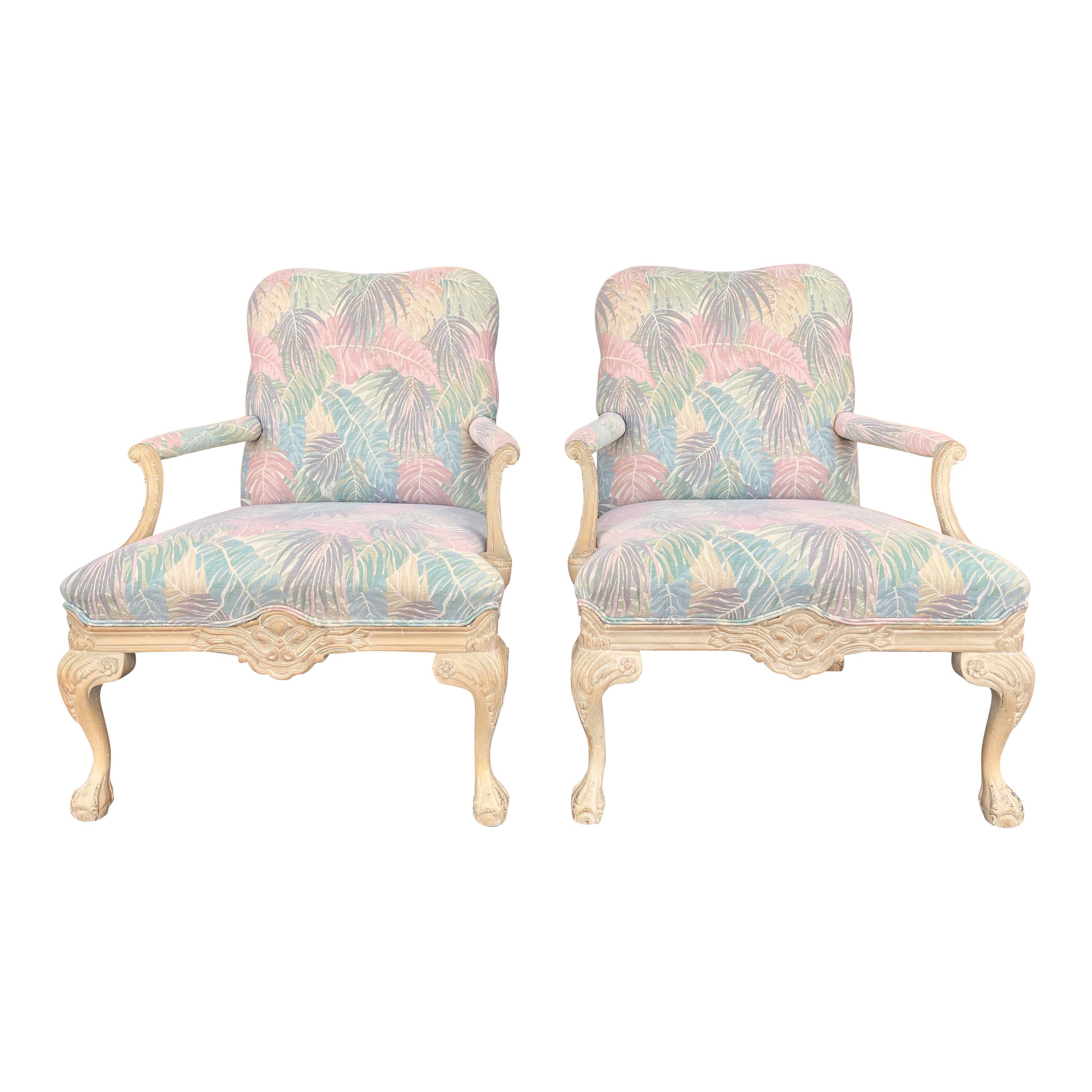 A Pair of Vintage Coastal Style Bergere Armchairs by Sherrill Furniture. C 1980s For Sale