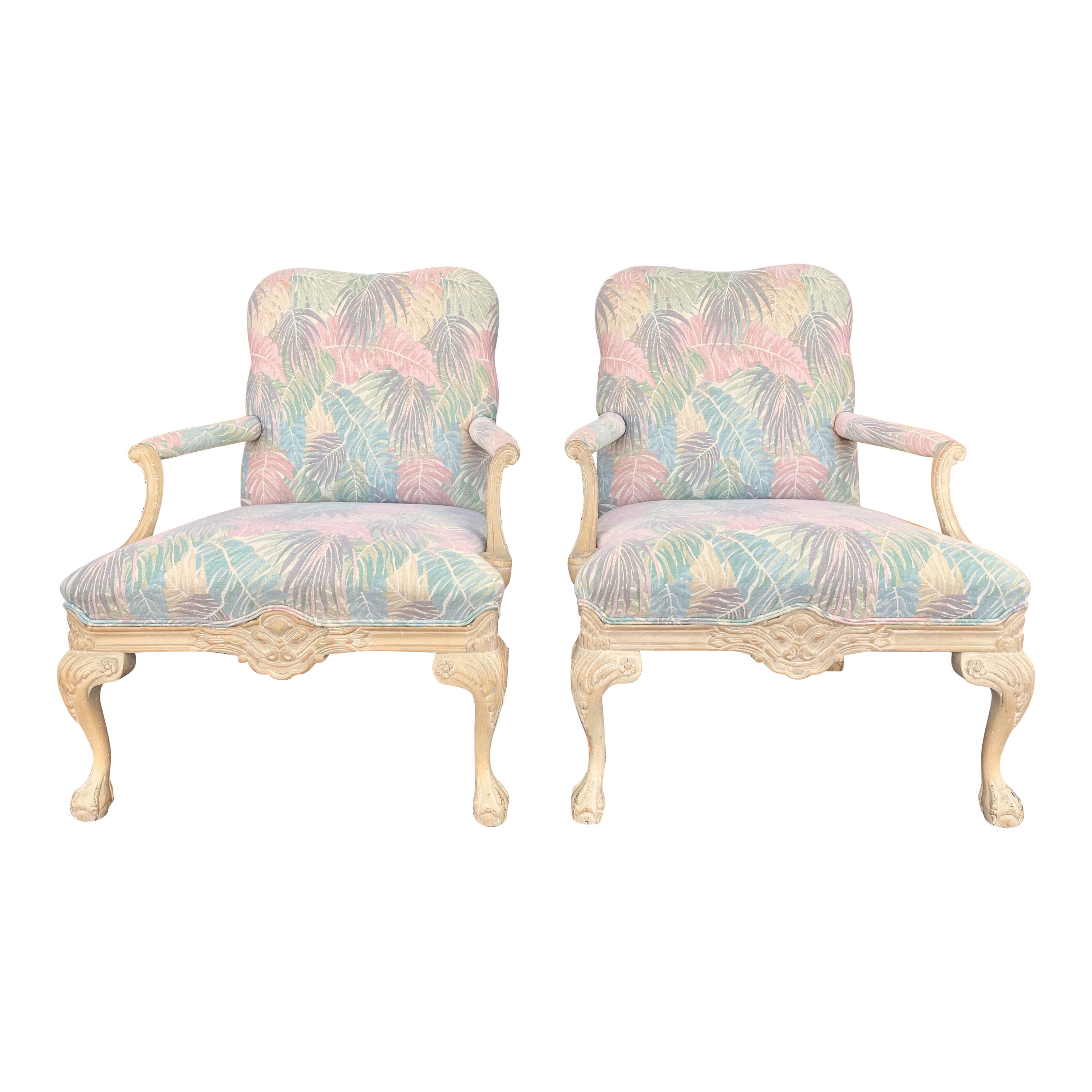 A Pair of Vintage Coastal Style Bergere Armchairs by Sherrill Furniture. C 1980s