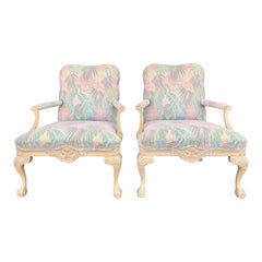 A Pair of Vintage Coastal Style Bergere Armchairs by Sherrill Furniture. C 1980s