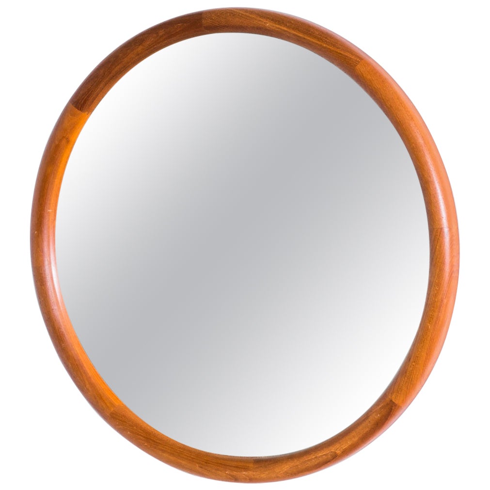 1960s Danish Modern Round Mirror For Sale