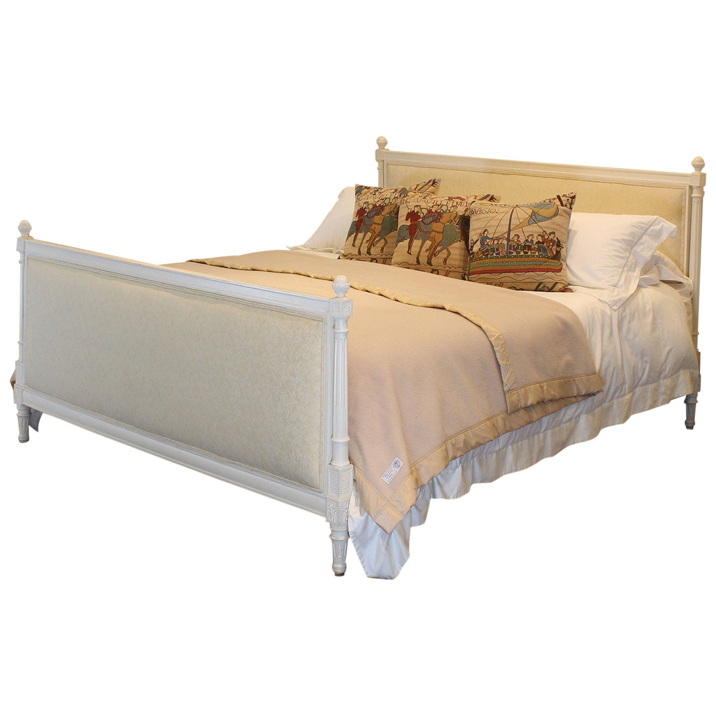 US King Upholstered Antique Bed WK179 For Sale