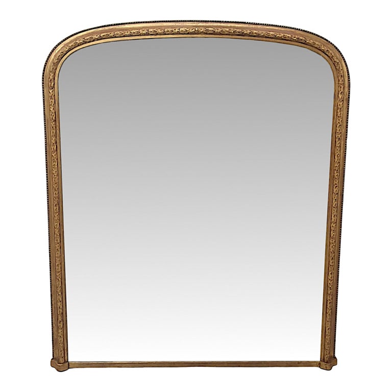 Fine Large 19th Century Archtop Giltwood Overmantle Mirror For Sale at