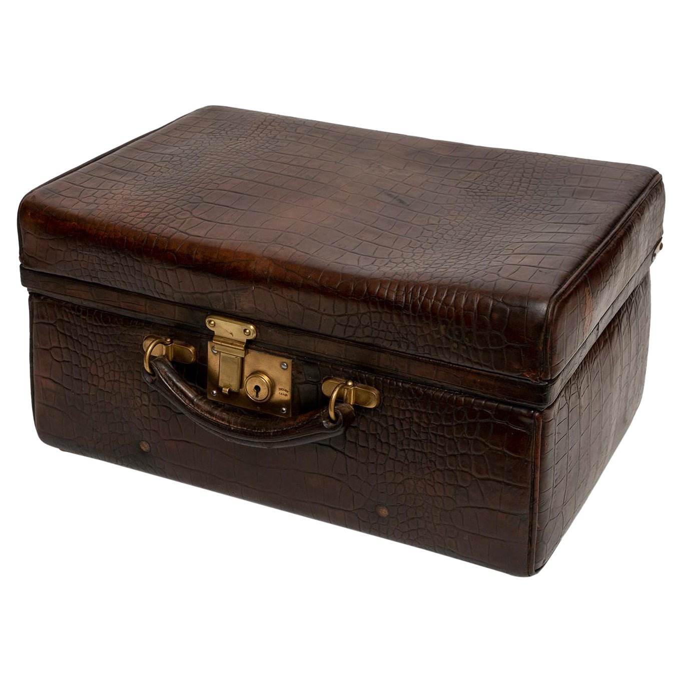 Crocodile Attache Briefcase Overnight Case Original Leather Interior