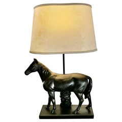  Art Deco Black Horse Table Lamp    