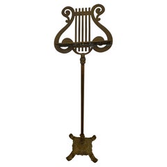 Lovely Vintage Weathered Cast Brass Music Stand