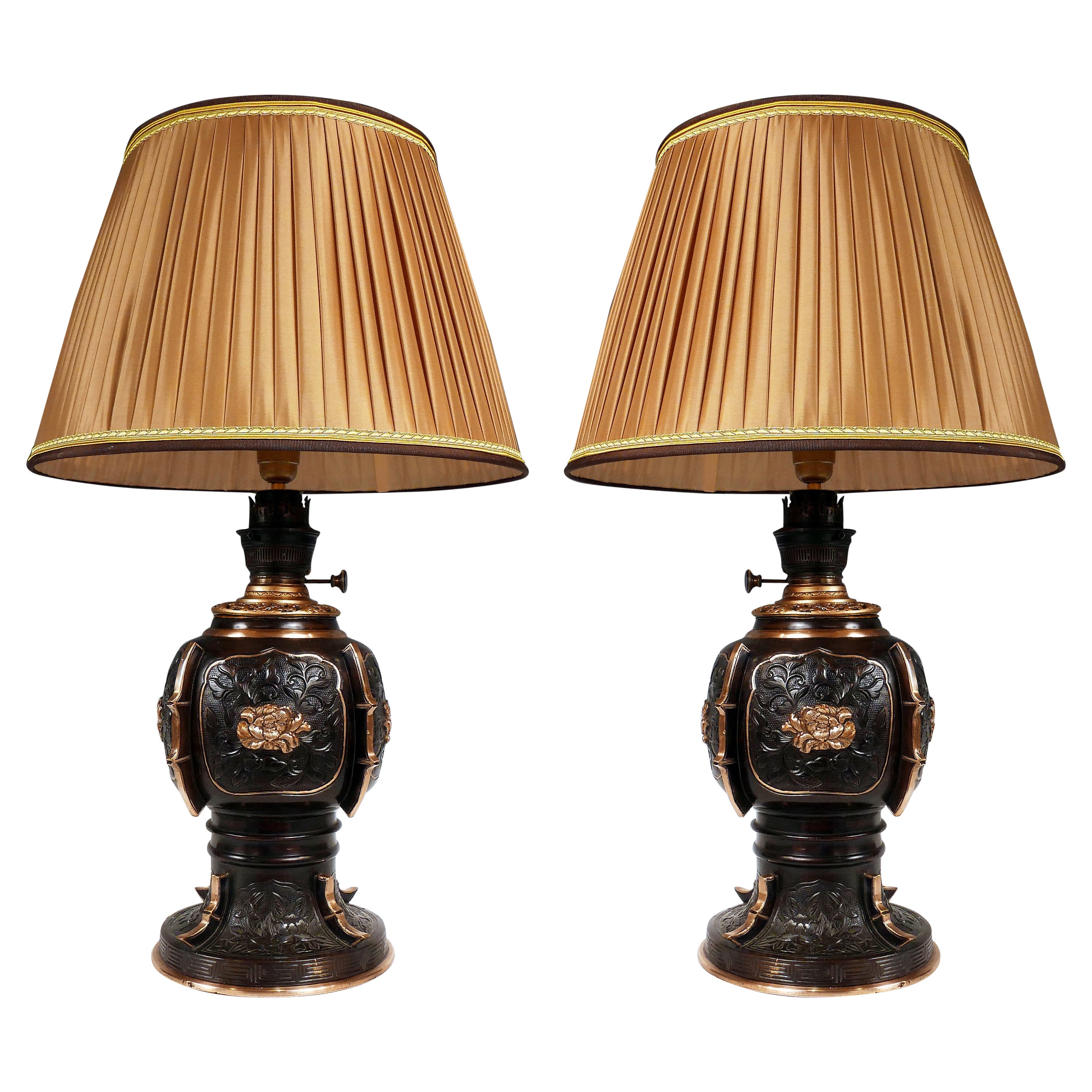 Pair of Bronze Lamps, China, Circa 1890