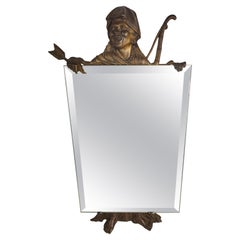 Art Deco Bronze Figure with Bow & Arrow Dresser - Vanity Beveled Mirror 
