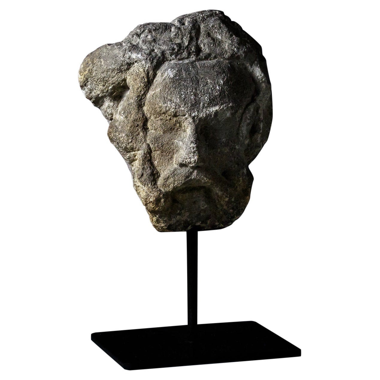 Early Carved Stone Head For Sale