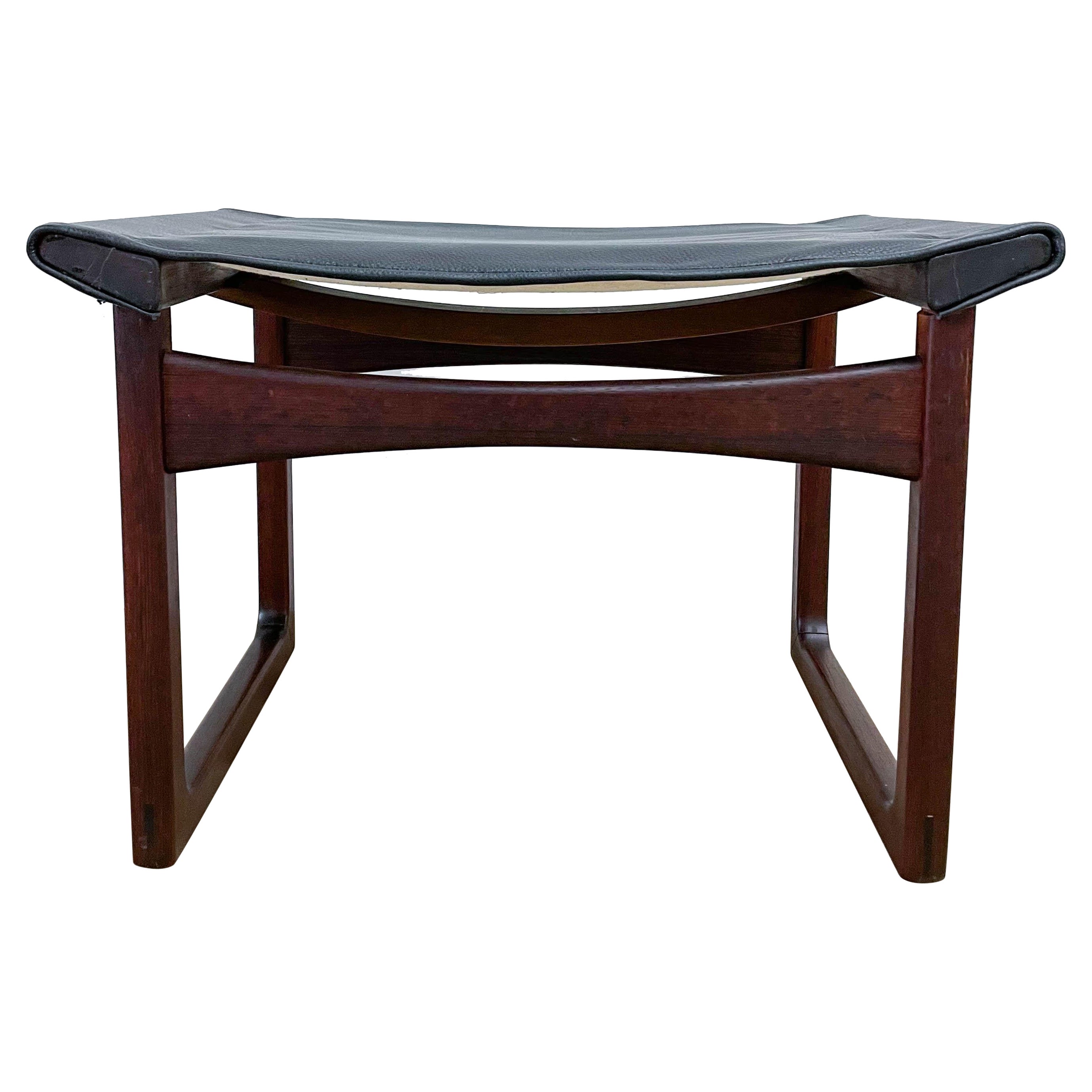 Rosewood and Leather Footstool by Madsen & Larson For Pontoppidan For Sale
