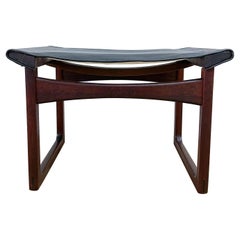 Retro Rosewood and Leather Footstool by Madsen & Larson For Pontoppidan