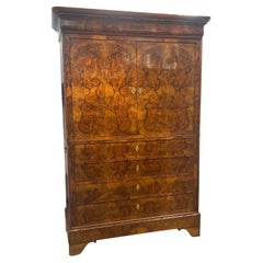 Rare and Fabulous 19th Century French Burl Walnut Linen Press