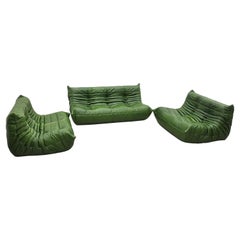 Vintage Green Togo Seating Group Sofa by Michel Ducaroy for Ligne Roset 1973
