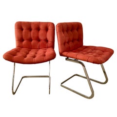 Vintage Pair Suede Leather Cantilever Chairs Designed By Robert Haussmann For de Sede