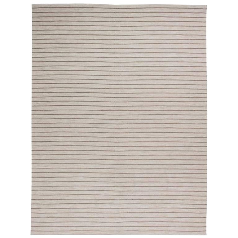 Modern Striped Flat-Weave Wool Rug by Doris Leslie Blau For Sale