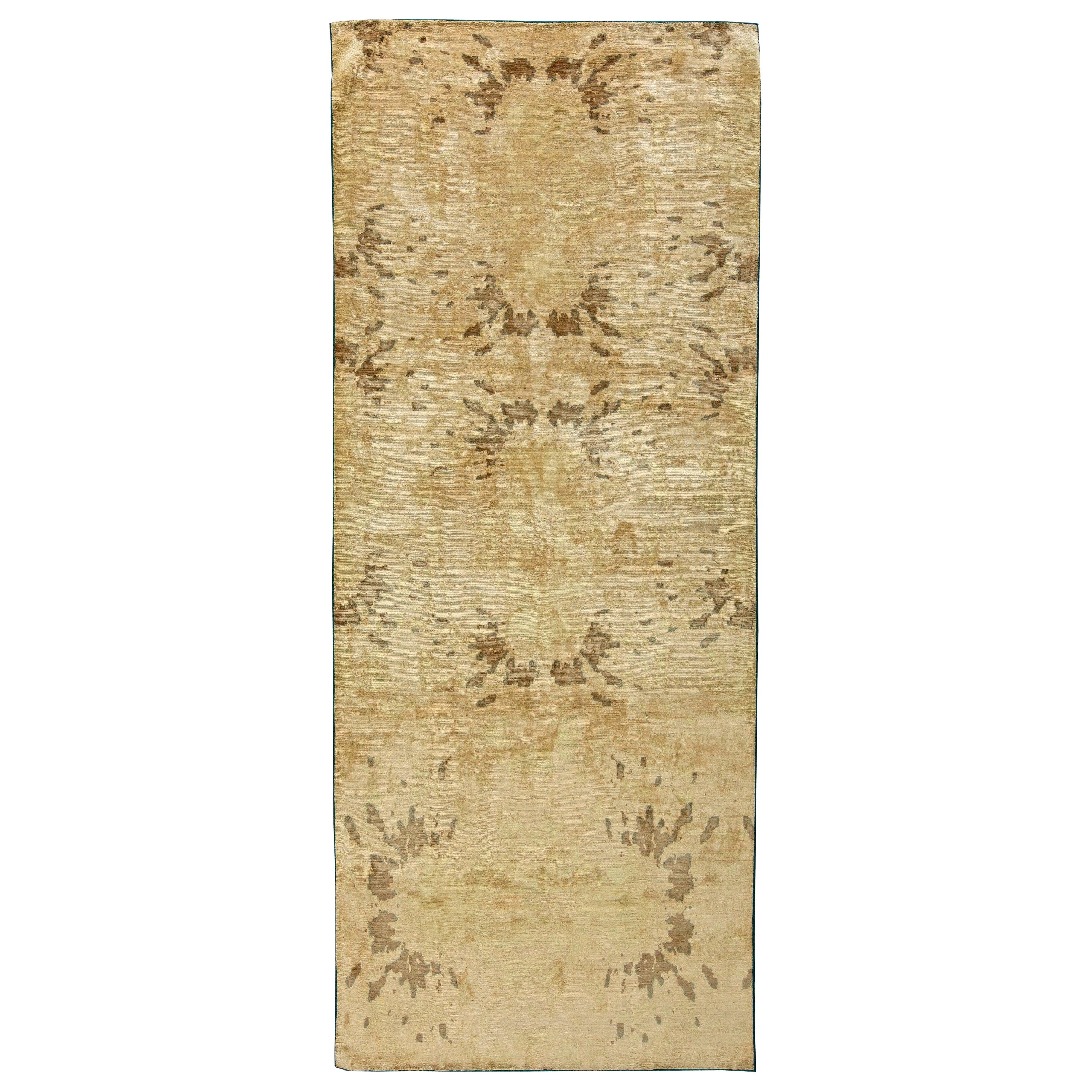 Contemporary Abstract Long and Narow Handmade Wool Runner by Doris ...