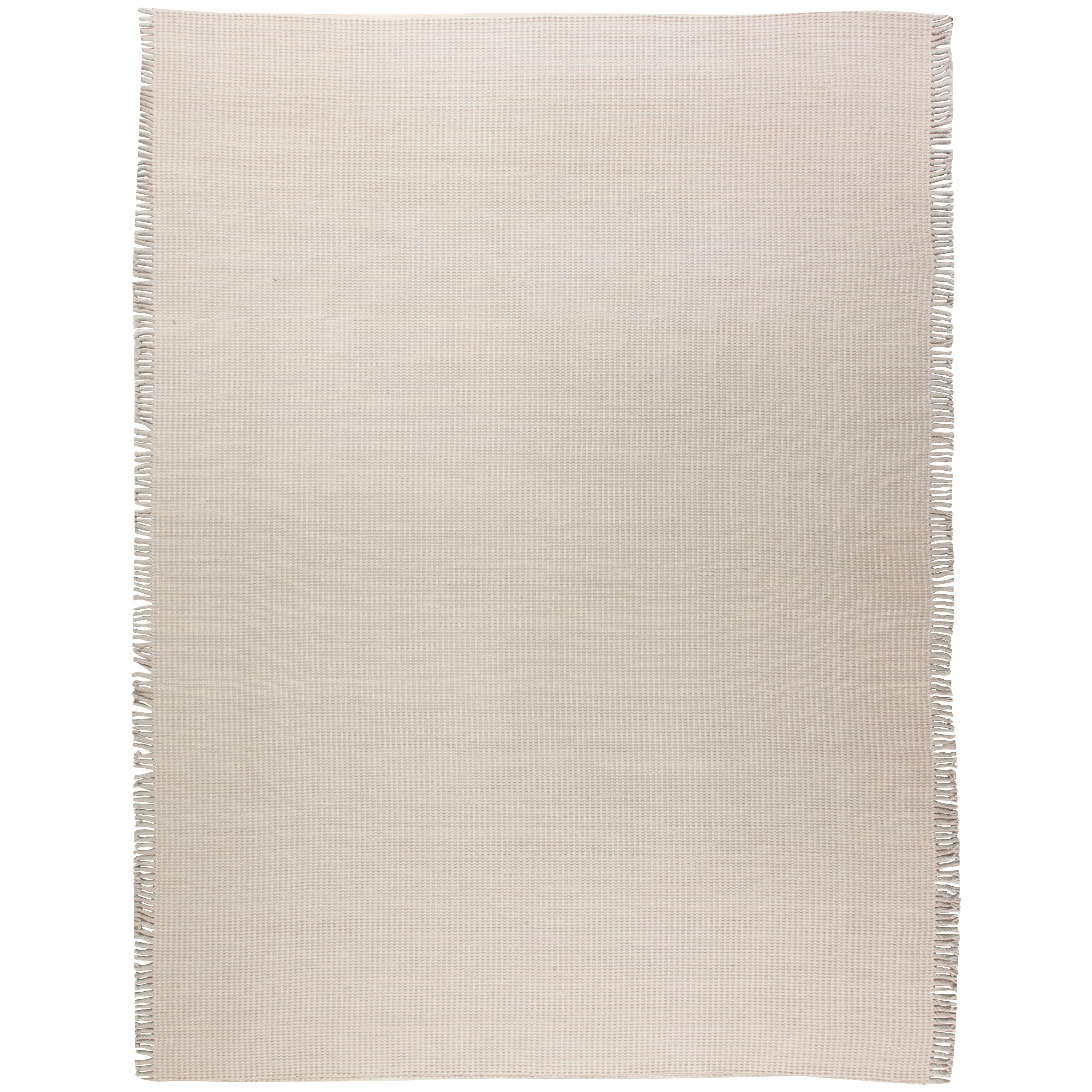 Contemporary Solid Beige and Gray Flat-Weave Wool Rug by Doris Leslie Blau