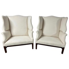 Antique Pair of Georgian Style Wing Chairs