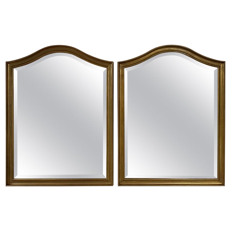 Pair of Mid-Century Modern Italian Gold Gilt Mirrors