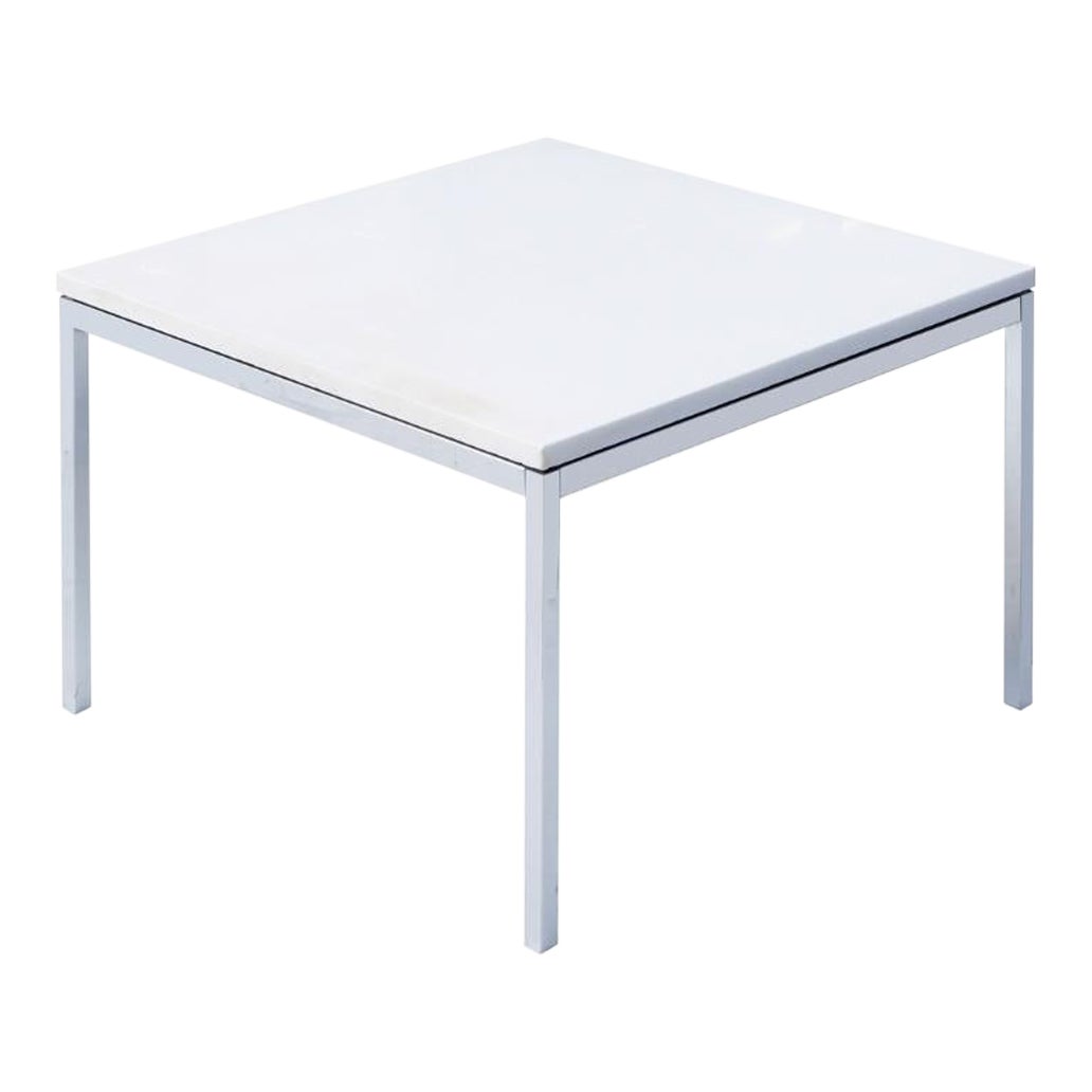 Florence Knoll Coffee / Side End Table with White Marble Top For Sale