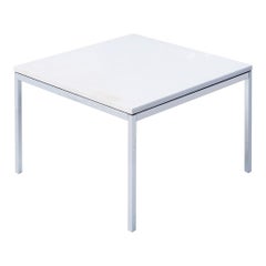 Retro Florence Knoll Coffee / Side End Table with White Marble Top