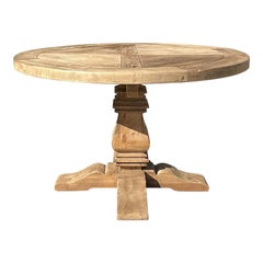 Vintage Reclaimed Plank Wood Pedestal Table