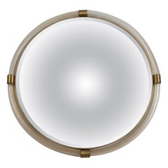 Artisan Murano Blown Gold Round Torchere Mirror, Contemporary